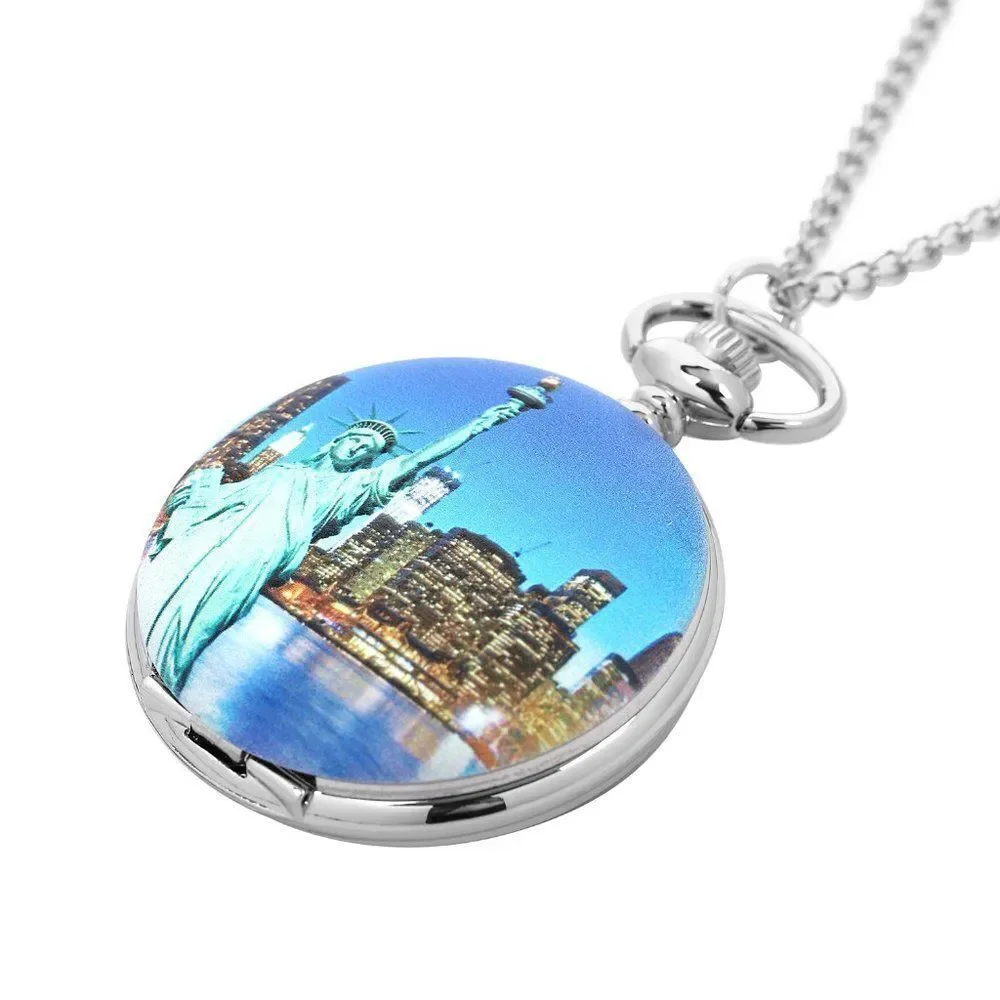 STRADA Statue of Liberty Pattern Pocket Watch Women's 31